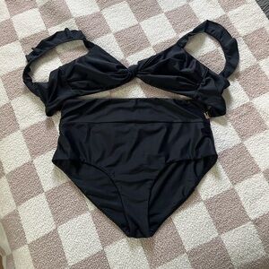 Hatch Calypso Twist Two Piece Maternity Bikini, Black Medium